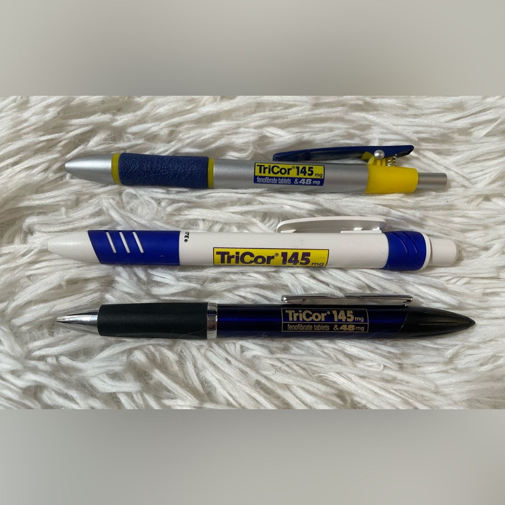 Tricor  145mg Metal Pens Lot Drug Rep Pharmaceutical Promo Advertising UNTESTED